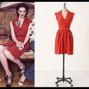 Anthropologie Tracy Reese Burnt Orange Lace Dress